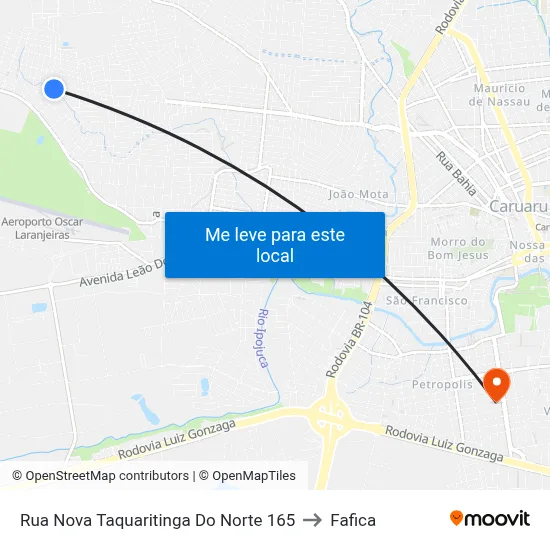 Rua Nova Taquaritinga Do Norte 165 to Fafica map