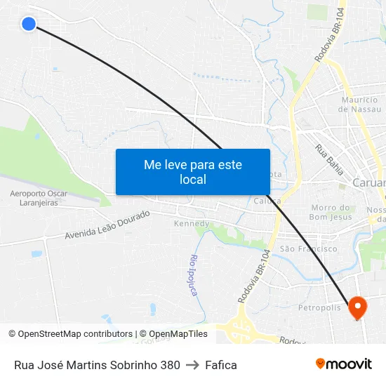 Rua José Martins Sobrinho 380 to Fafica map