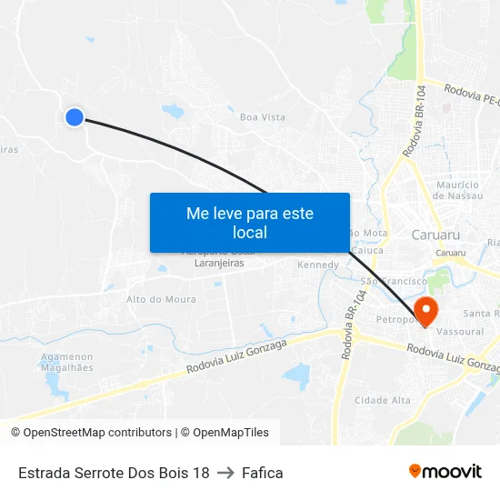 Estrada Serrote Dos Bois 18 to Fafica map