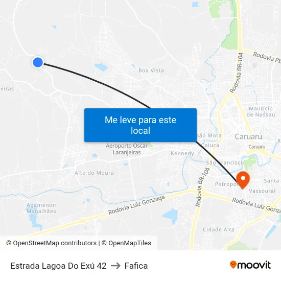 Estrada Lagoa Do Exú 42 to Fafica map