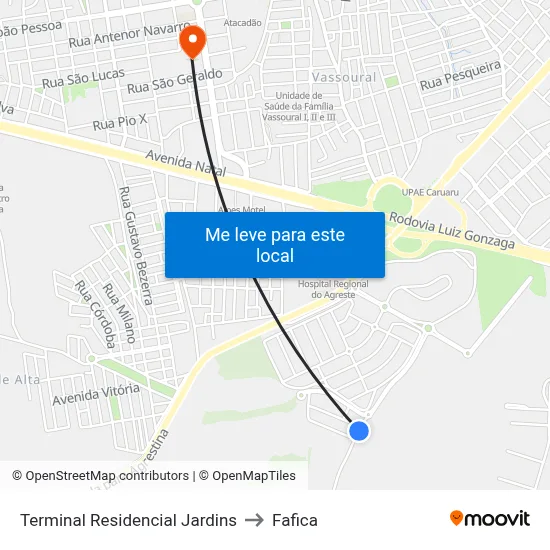 Terminal Residencial Jardins to Fafica map