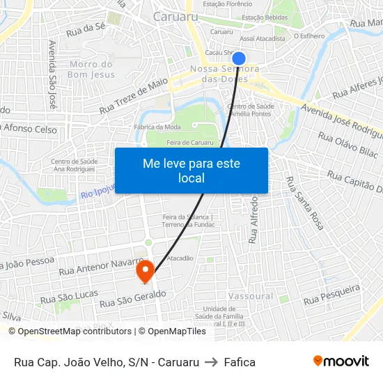Rua Cap. João Velho, S/N - Caruaru to Fafica map