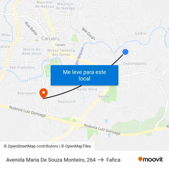 Avenida Maria De Souza Monteiro, 264 to Fafica map