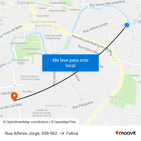 Rua Alferes Jorge, 958-962 to Fafica map