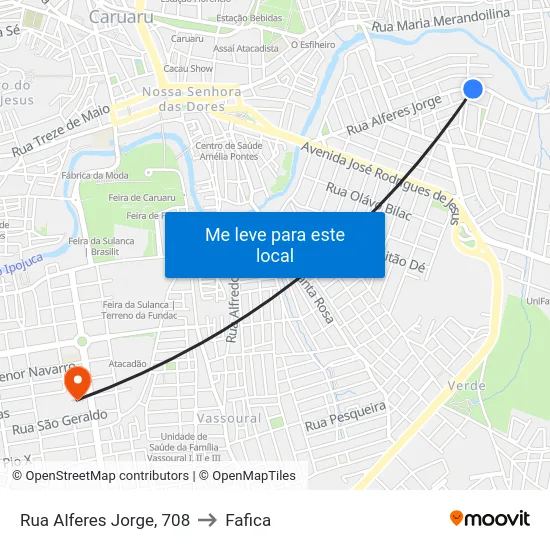 Rua Alferes Jorge, 708 to Fafica map