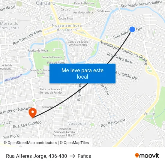 Rua Alferes Jorge, 436-480 to Fafica map