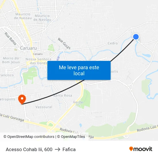 Acesso Cohab Iii, 600 to Fafica map