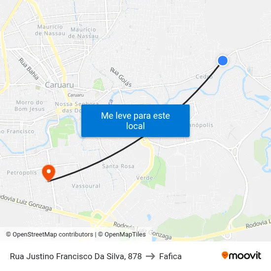 Rua Justino Francisco Da Silva, 878 to Fafica map