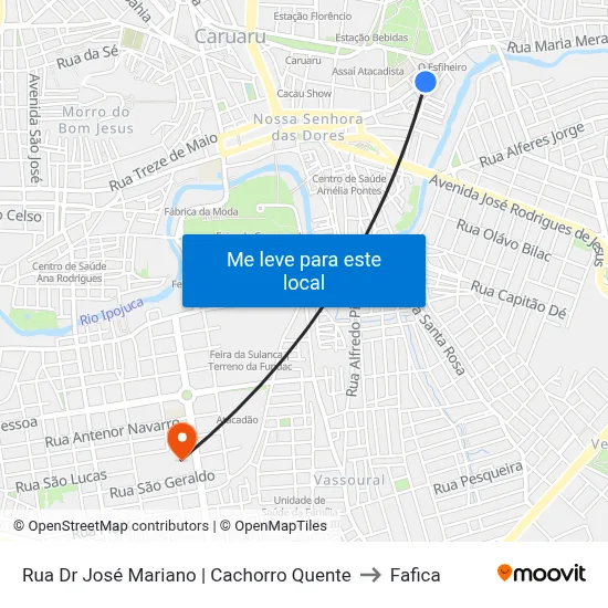 Rua Dr José Mariano | Cachorro Quente to Fafica map