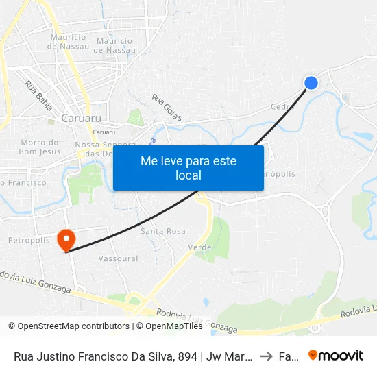 Rua Justino Francisco Da Silva, 894 |  Jw Martelinho De Ouro to Fafica map
