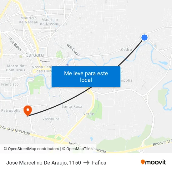 José Marcelino De Araújo, 1150 to Fafica map