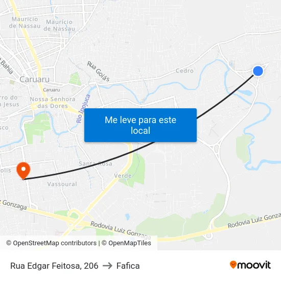 Rua Edgar Feitosa, 206 to Fafica map