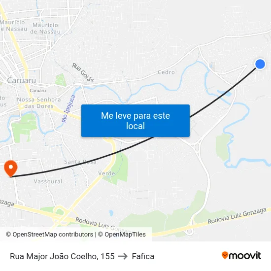 Rua Major João Coelho, 155 to Fafica map