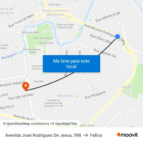 Avenida José Rodrigues De Jesus, 598 to Fafica map