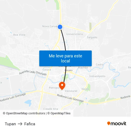 Tupan to Fafica map