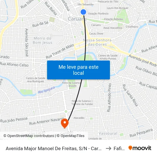 Avenida Major Manoel De Freitas, S/N - Caruaru to Fafica map
