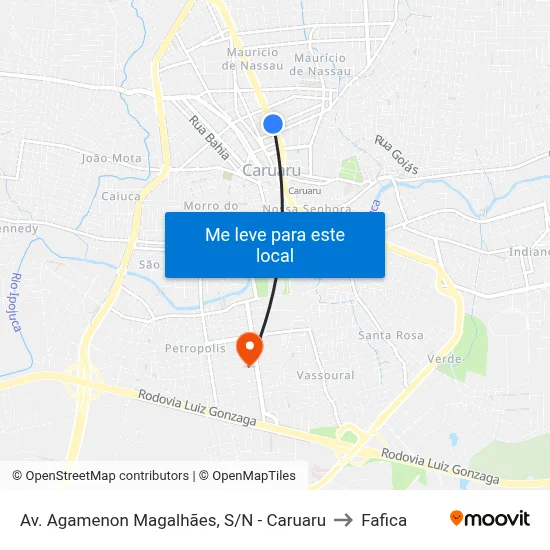 Av. Agamenon Magalhães, S/N - Caruaru to Fafica map