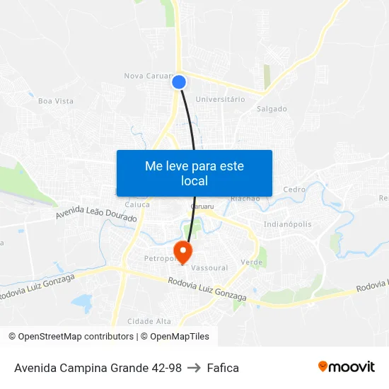 Avenida Campina Grande 42-98 to Fafica map
