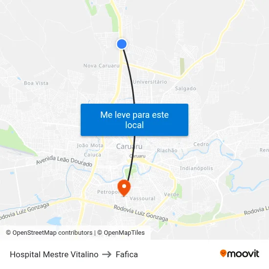 Hospital Mestre Vitalino to Fafica map