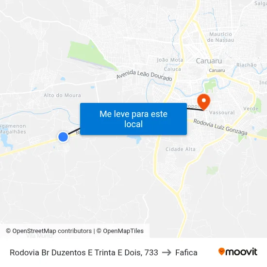 Rodovia Br Duzentos E Trinta E Dois, 733 to Fafica map