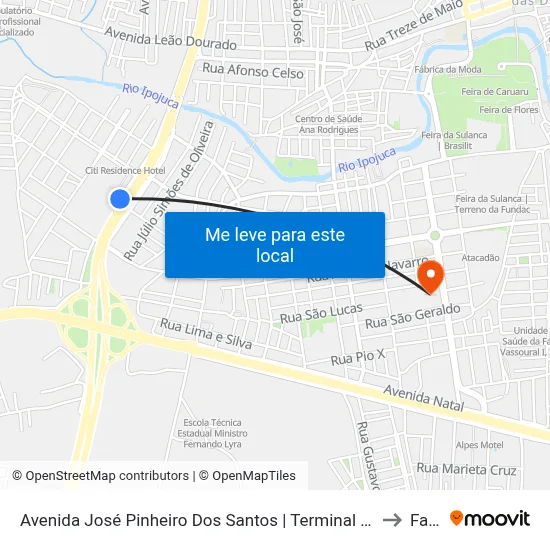 Avenida José Pinheiro Dos Santos | Terminal Rodoviário De Caruaru to Fafica map