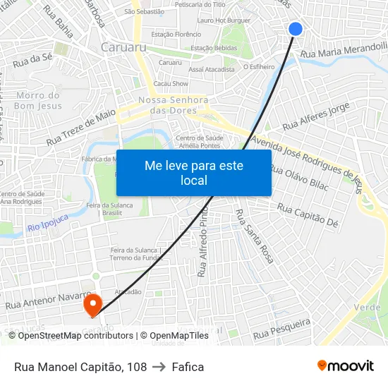 Rua Manoel Capitão, 108 to Fafica map