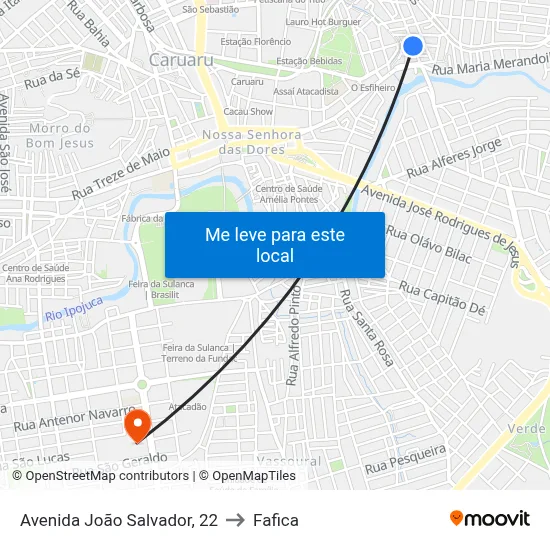 Avenida João Salvador, 22 to Fafica map