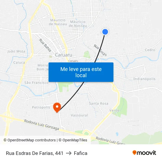 Rua Esdras De Farias, 441 to Fafica map