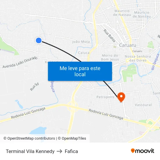 Terminal Vila Kennedy to Fafica map