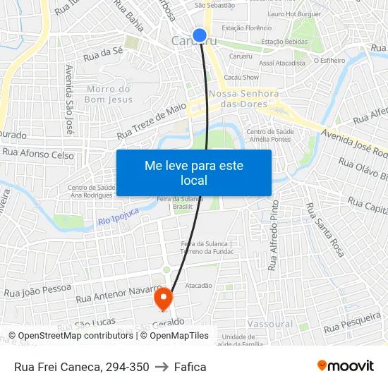 Rua Frei Caneca, 294-350 to Fafica map