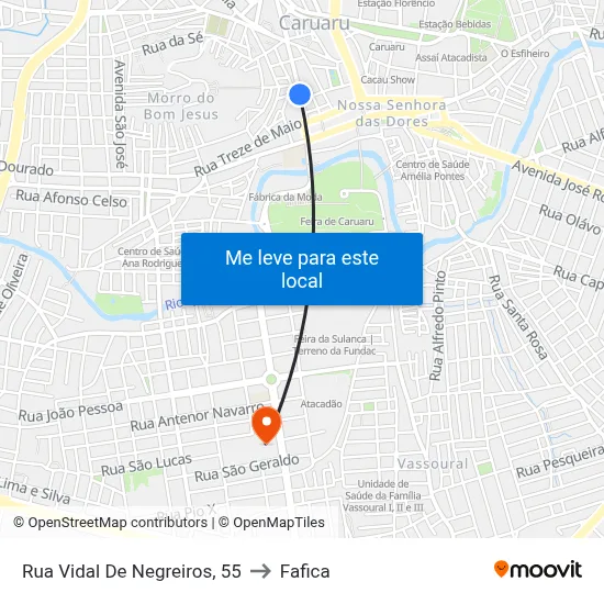 Rua Vidal De Negreiros, 55 to Fafica map