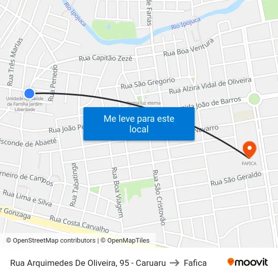 Rua Arquimedes De Oliveira, 95 - Caruaru to Fafica map