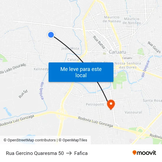 Rua Gercino Quaresma 50 to Fafica map