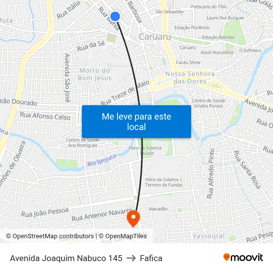 Avenida Joaquim Nabuco 145 to Fafica map