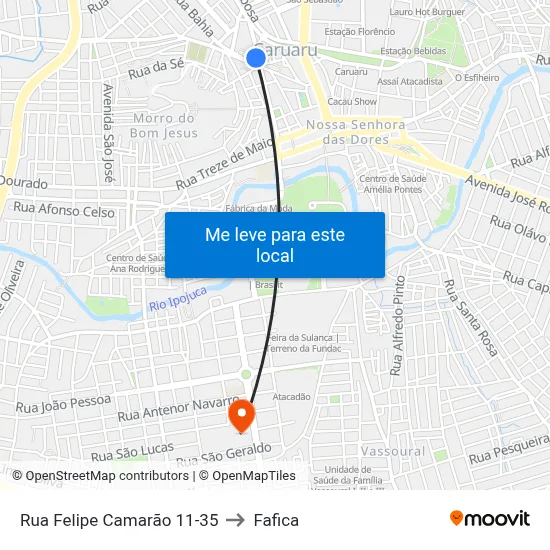 Rua Felipe Camarão 11-35 to Fafica map