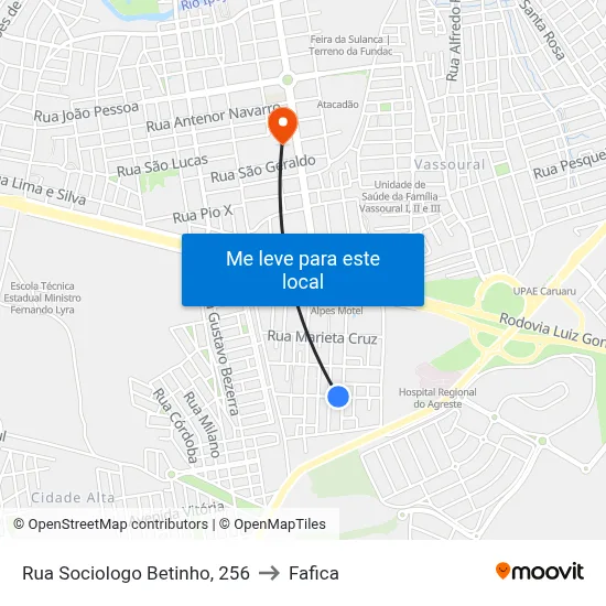 Rua Sociologo Betinho, 256 to Fafica map