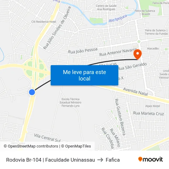 Rodovia Br-104 | Faculdade Uninassau to Fafica map