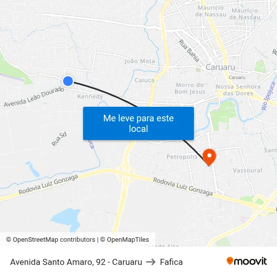 Avenida Santo Amaro, 92 - Caruaru to Fafica map