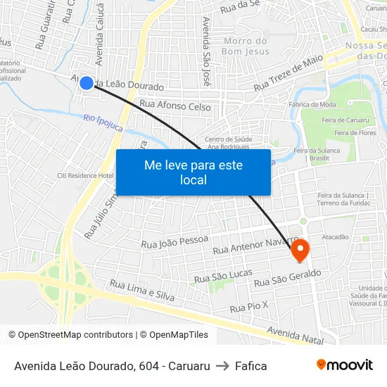 Avenida Leão Dourado, 604 - Caruaru to Fafica map