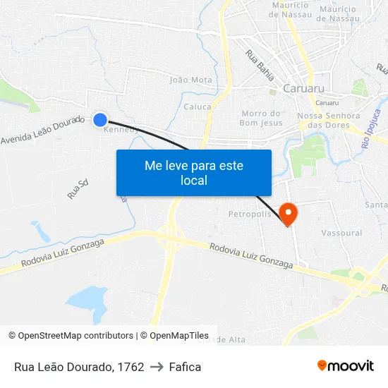 Rua Leão Dourado, 1762 to Fafica map