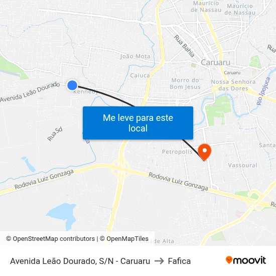 Avenida Leão Dourado, S/N - Caruaru to Fafica map