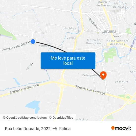 Rua Leão Dourado, 2022 to Fafica map