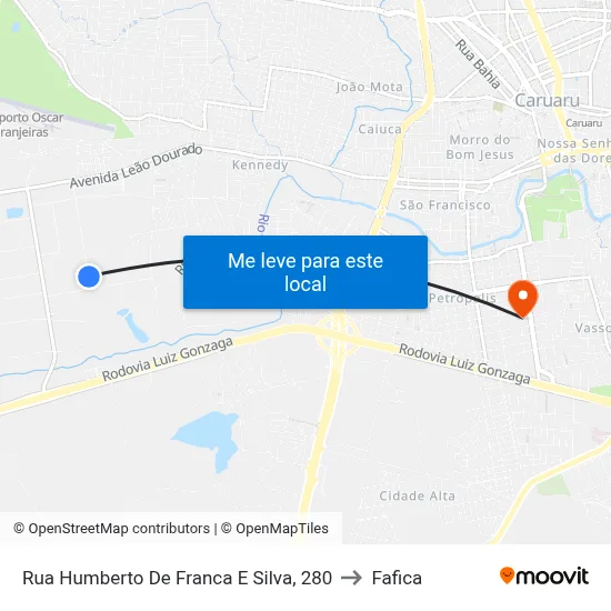 Rua Humberto De Franca E Silva, 280 to Fafica map