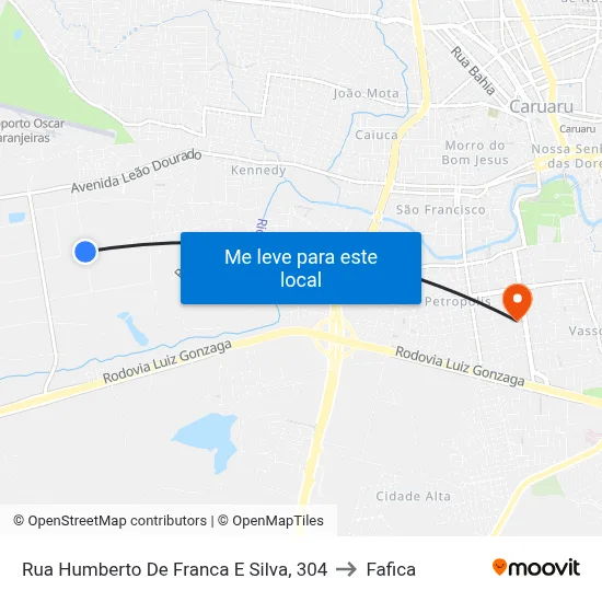 Rua Humberto De Franca E Silva, 304 to Fafica map