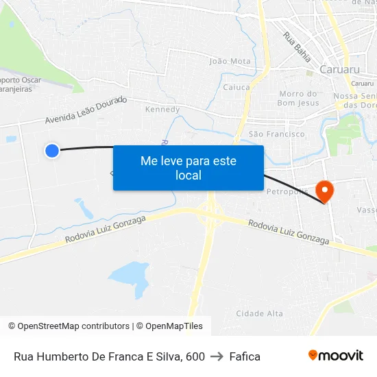 Rua Humberto De Franca E Silva, 600 to Fafica map