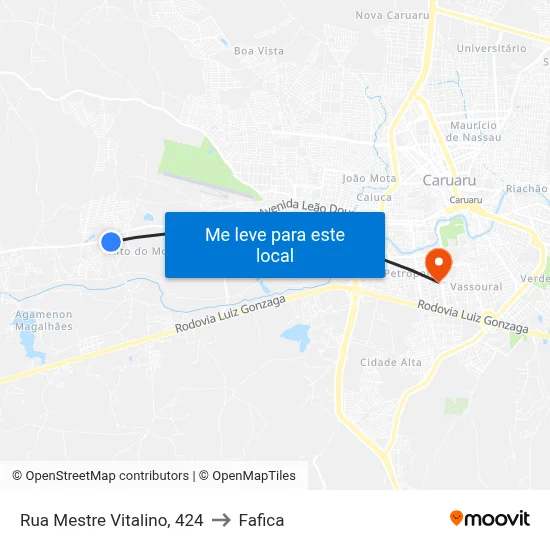 Rua Mestre Vitalino, 424 to Fafica map