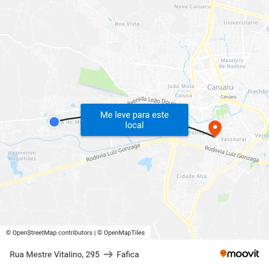 Rua Mestre Vitalino, 295 to Fafica map