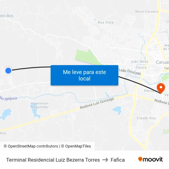Terminal Residencial Luiz Bezerra Torres to Fafica map