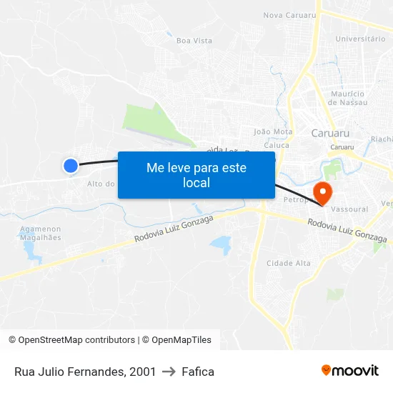 Rua Julio Fernandes, 2001 to Fafica map