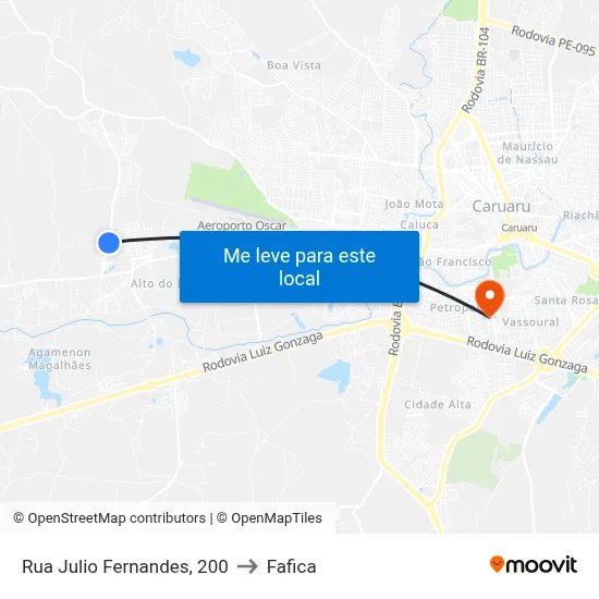 Rua Julio Fernandes, 200 to Fafica map